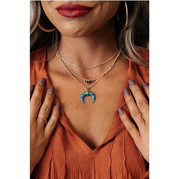 NWT! Kendra Scott Gemma Gold Triple Strand Necklace in Teal Labradorite - Picture 4 of 6